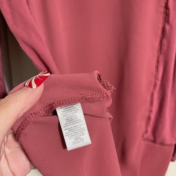 LOFT Womens Pink Crochet Cut Out 3/4 Sleeve Keyhole Back Blouse Size XXS - Picture 5 of 7